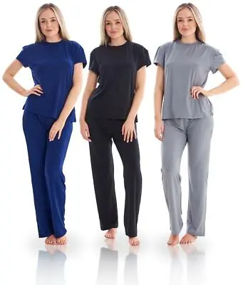 Buy Ladies Plain Stylish Soft Stretch Lounge Wear Pyjamas PJ'S • 12.99£