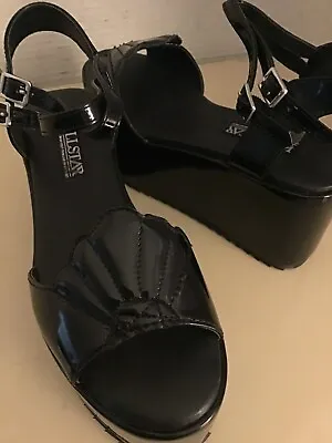 Buy Killstar NWNT Women Black Patent Platform Wedge Sandals US 5 Euro 36 • 42.52£