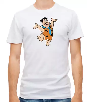 Buy The Flintstones Characters White / Black Short Sleeve Men T Shirt L001 • 9.51£