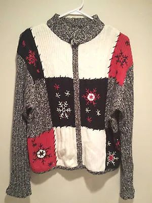 Buy Vintage Tacky Ugly Christmas Sweater - Large Gray Checkered Winning Jumper !! • 13.44£