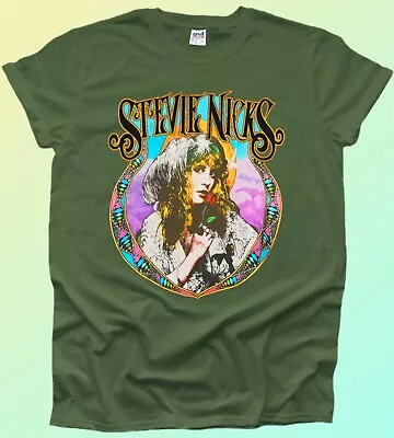 Buy Stevie Nicks Rock Hippy 70s 80s Love Music Men's Printed Woman Tshirt UK Green • 9.99£