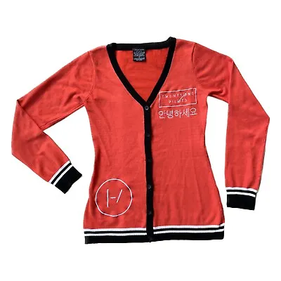 Buy Twenty One Pilots Orange Black Button Down Cardigan Sweater Medium M 21 Merch • 17.04£
