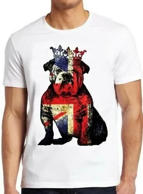 Buy Buldog British Dog Union Jack Flag England Crown Cool Gift Tee T Shirt M138 • 6.35£