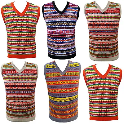 Buy New Mens Vintage Style 1930's 40's WW2 Wartime Fair Isle Knit Slip Over Tank Top • 29.99£