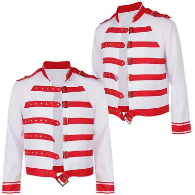 Buy Queenn Lead Vocals Freddie Mercury Cosplay Costume Striped Jacket Coat Christmas • 20.41£