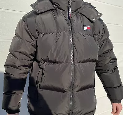 Buy Men’s Designer Tommy Jeans Tommy Hilfiger Black Alaska Puffer Jacket Coat • 100£
