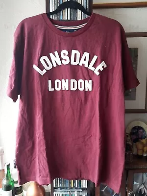Buy Size L Maroon / Dark Red Lonsdale London T-shirt 100% Cotton Applique Letters • 3.75£