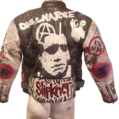 Buy Vintage Leather Spiked Hand Painted Patches Punk Rock Bikers Jacket  All Sizes • 249£