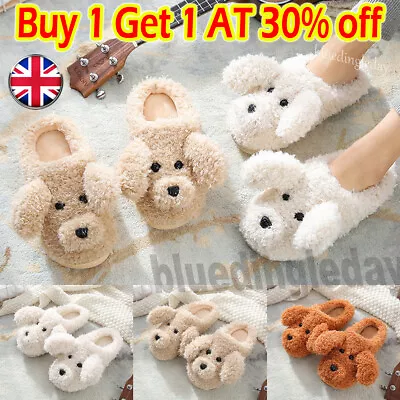 Buy Poodle Dog Cute Animal Winter Warm Home Comfy Fleece Slip On Slippers Shoes • 9.89£