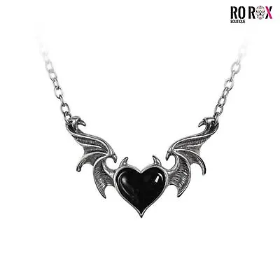Buy Black Soul Necklace Alchemy England Gothic Heart Bat Wing Alternative Jewellery • 17.84£