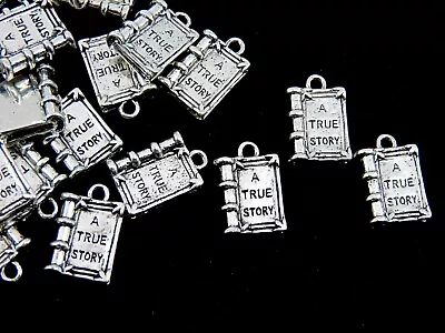 Buy 10 Pcs - Tibetan Silver TRUE STORY Book Charms 20mm Books Jewellery A284 • 12.95£