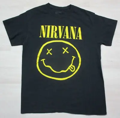 Buy Nirvana Band T Shirt (M) Smiley Face Nevermind Logo 90's Grunge Rock Music • 17.29£