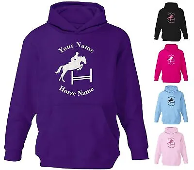 Buy Personalised Horse Riding Hoodie Girls Equestrian Glitter Show Jumping Hoody • 15.95£