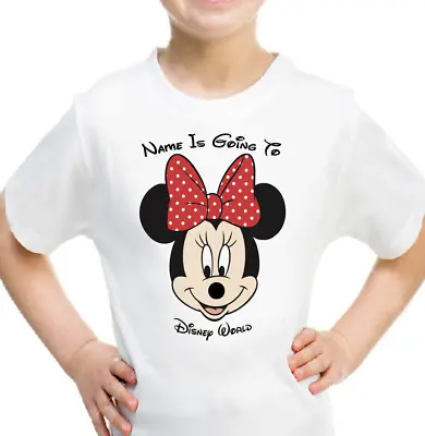 Buy Personalised Mickey Minnie Mouse Kids T-shirt YOUR NAME IS GOING TO DISNEY WORLD • 8.99£