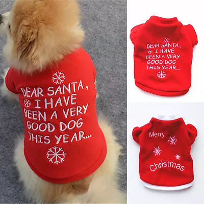 Buy Pet Dog Cat Puppy Christmas Jumper Sweater Santa Clothes Apparel Xmas Costume UK • 8.99£