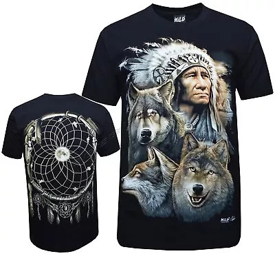 Buy New Wolf Eagle Moon Biker Native American Red Indian Motorbike T- Shirt M - 3XL • 11.99£