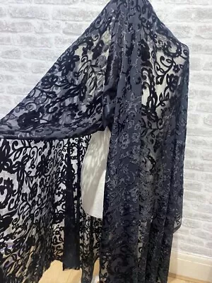 Buy Devore Velvet Burn Out Large Scarf Wrap Black Gothic Versatile  Oblong S1290 • 19.99£