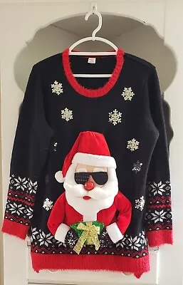 Buy Holiday Time 3D Cool Santa With Sunglasses Size OX 14W Ugly Christmas Sweater • 37.79£