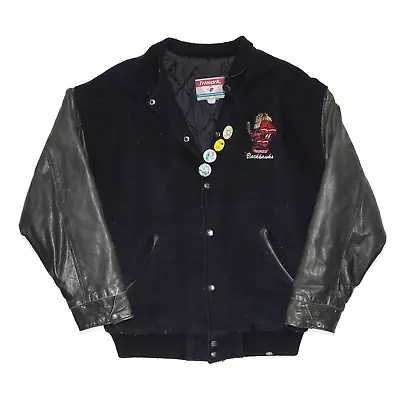 Buy Vintage TRIMARK Mens 80s Black Regular USA Varsity Jacket L • 33.99£