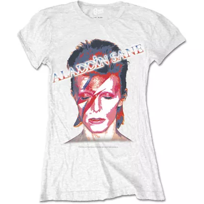 Buy David Bowie Aladdin Sane Flash Official Ladies White T-Shirt Womens Girls • 13.95£