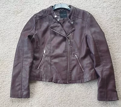 Buy New Look Faux Leather Biker Jacket Size 16 • 25£