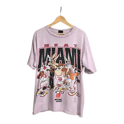Buy Vintage 1994 Miami Heat Looney Tunes Squad Single Stitch T Shirt L 24x29.5 PINK • 155£