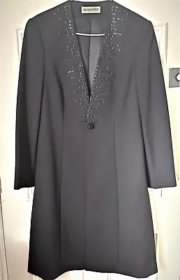 Buy Jacques Vert Black Long Coat Full Size Length Jacket Size 10 Beaded Embroidered • 24.95£