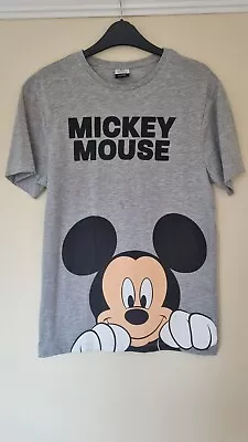 Buy Mens Small Grey Mickey Mouse Printed T Shirt Graphic Plain Back Comfy • 5.05£