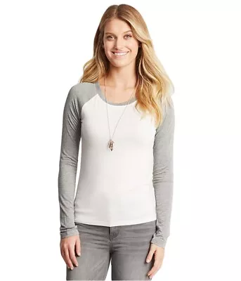 Buy Aeropostale Womens Contrast Raglan Basic T-Shirt, Off-White, Small • 14.48£