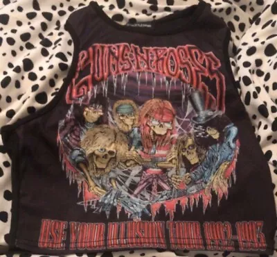 Buy Guns N Roses Vest Racer Crop Top Rock Band Merch T Shirt Size 12 Axl Rose Slash • 15.95£