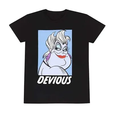 Buy Disney The Little Mermaid Devious Ursula Black Cotton T-Shirt - Sizes S To XXL • 19.95£
