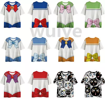 Buy Anime Sailor Moon Print T-Shirt Cosplay Costume Women Short Sleeve Tee Tops Gift • 15.59£