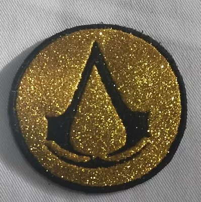 Buy 6.5cm Circle Custom Unofficial Gold And Black Glittery Assassin's Creed Logo... • 2.50£