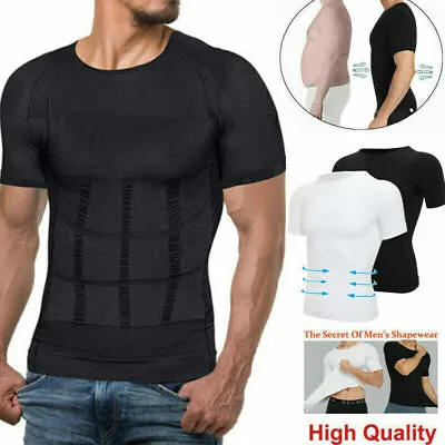 Buy Compression Posture Corrector T-shirt Men Body Slimming Vest Tummy Shaper Slim • 7.99£