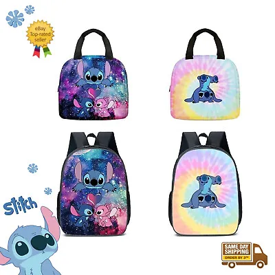 Buy HOT! Cute Lilo And Stitch Durable Duplex Backpack Insulated Lunch Bag Kids Gifts • 12.34£