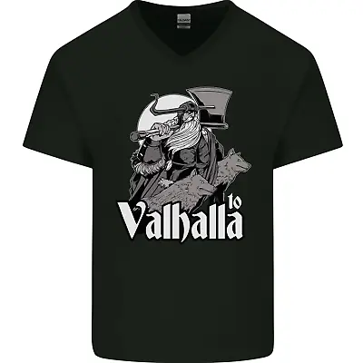 Buy To Valhalla Viking Warrior Odin Mens V-Neck Cotton T-Shirt • 8.99£