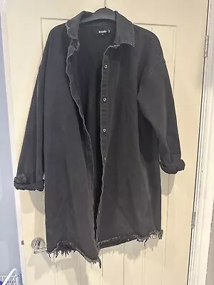 Buy Misguided Black Denim Coat. Size 12 • 5£