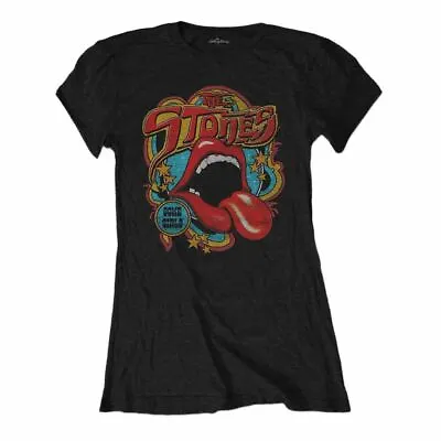 Buy Women's The Rolling Stones Retro 70's Vibe Black T-Shirt • 12.95£