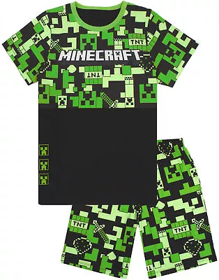 Buy Minecraft Green Short Sleeve Short Leg Pyjama Set (Boys) • 14.99£