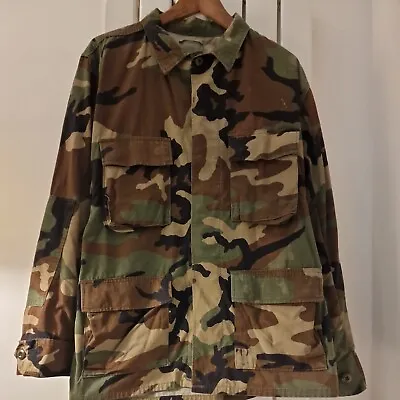 Buy Genuine Vintage US Army Woodland BDU Jacket Shir Camouflage Cotton Military Coat • 13.99£