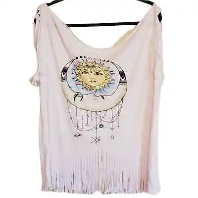 Buy Celestial Distressed Graphic Tshirt Sun Moon 2X NEW • 18.95£