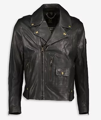 Buy Belstaff Mustang D-Pocket Black Leather Motorcycle Jacket, Italy, UK 44 (XL) • 799£