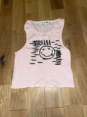 Buy Nirvana Shirt Women's Medium Pink Logo Graphic Tee Sleeveless Top Medium • 5£