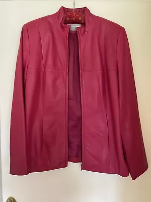 Buy Liz Claiborne Deep Pink Leather Jacket, Size 14 • 17.50£
