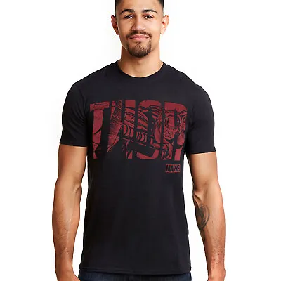 Buy Official Marvel Mens Thor Text Logo T-shirt Black S-2XL • 11.19£