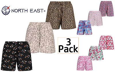 Buy Ladies 3 Pack Lounge Shorts Pyjama Sleep Pj Printed Short Uk 10-24 Brand New • 12.50£