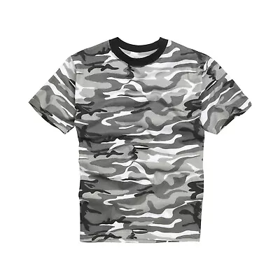 Buy Army T Shirt US Combat Military Tactical Style Short Sleeve Top Urban Snow Camo • 9.99£