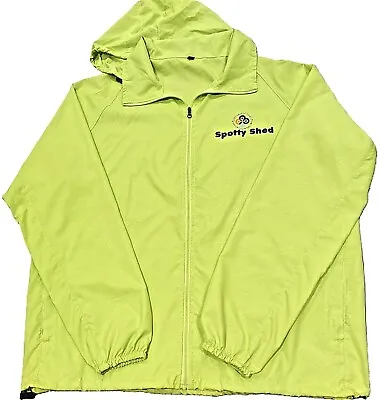 Buy Waterproof Windproof Jacket Visibility Hooded Zipped Fluorescent Green Rain Coat • 11.99£