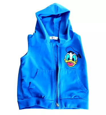 Buy Sleeveless Hoodie Donald Duck Printed Front & Back For 3-4 Years • 14.86£
