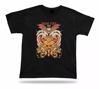 Buy Tshirt Tee Shirt Birthday Gift Idea Dark Fire Oni Mask Waves Skull Wings Flowers • 23.65£